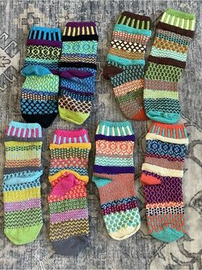 Solemate Socks Mismatched Four Pairs Colorful Preowned Socks